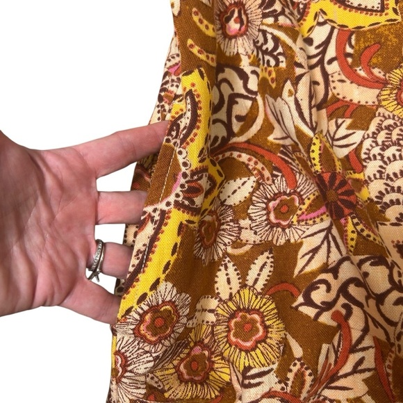 Anthropologie Pilcro Floral Tapestry Puff Sleeve Dress Size XS button linen rust - Picture 6 of 8